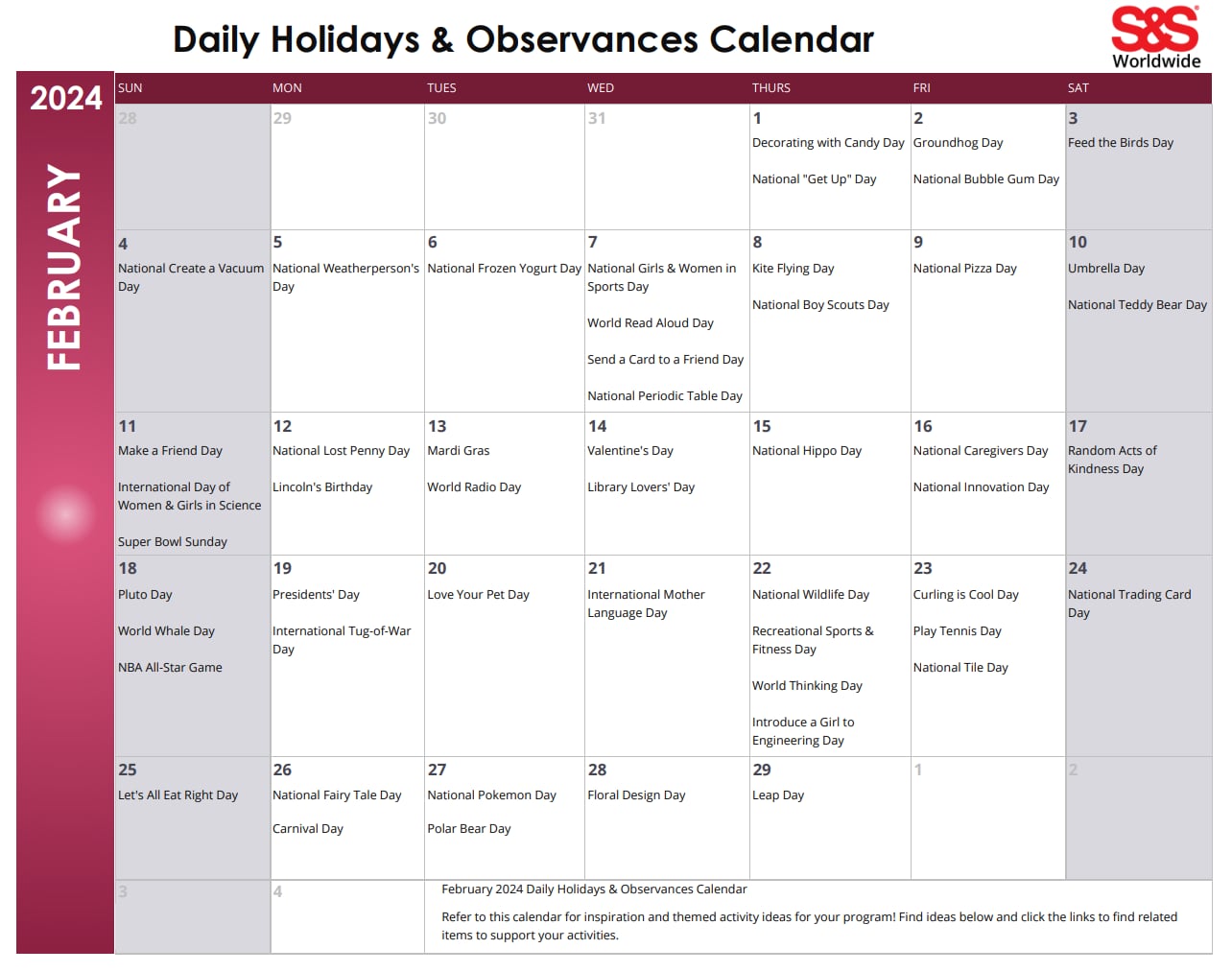 Holidays and Observances