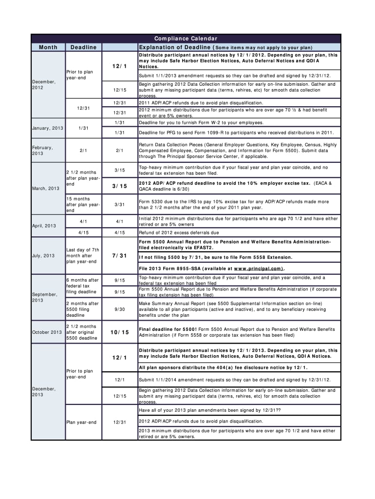 2025 HR Compliance Calendar