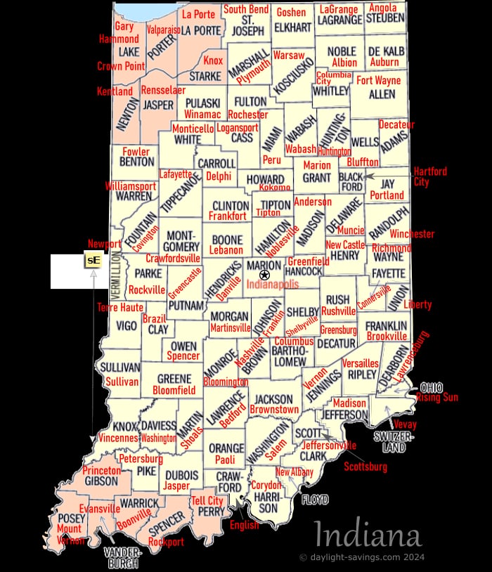 Indiana's Time Zone Map