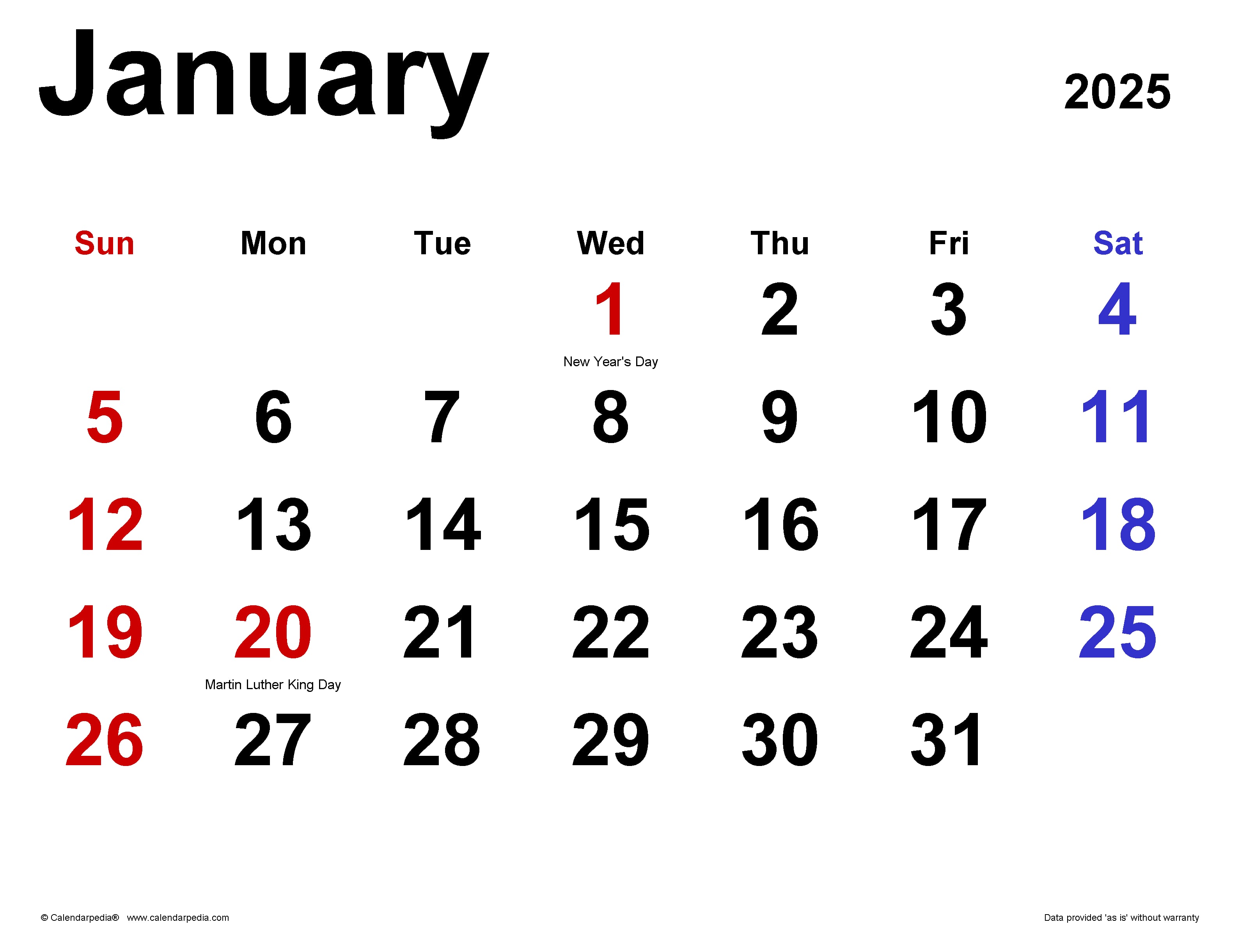 January 2025 Calendar Holidays And Observances