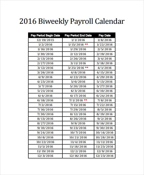 January 2025 Pay Period Calendar