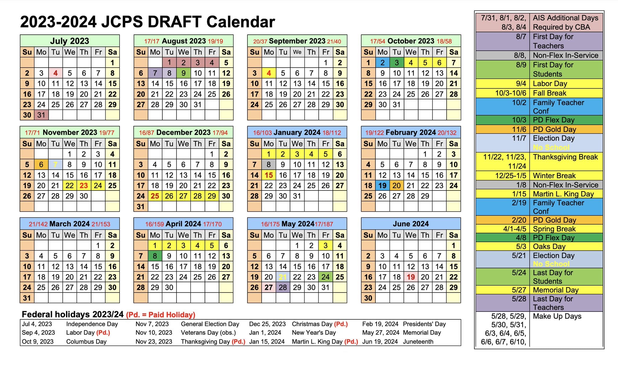 JCPS 2024-2025 Calendar