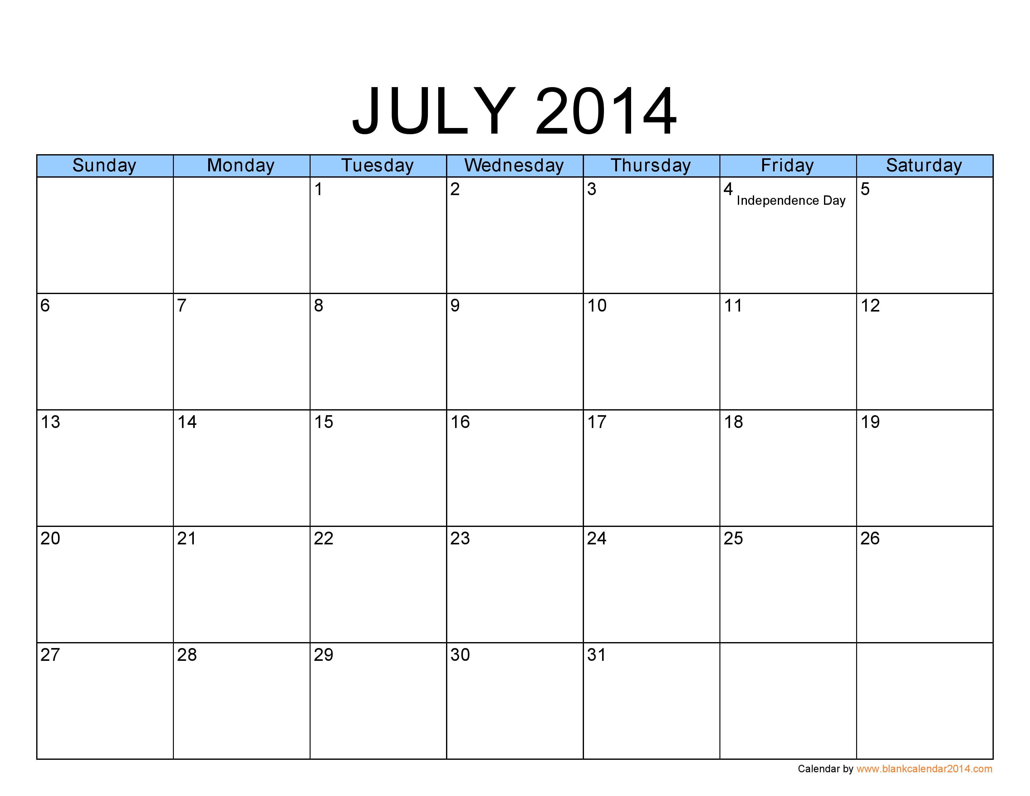 July 2025 Calendar