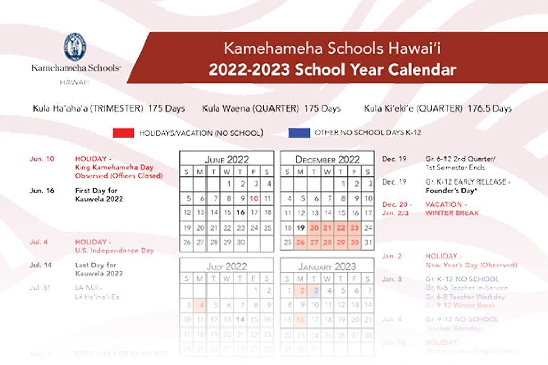 Kamehameha School Maui Finals and Exam Schedules