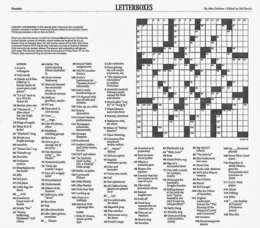 LA Times Crossword Puzzle