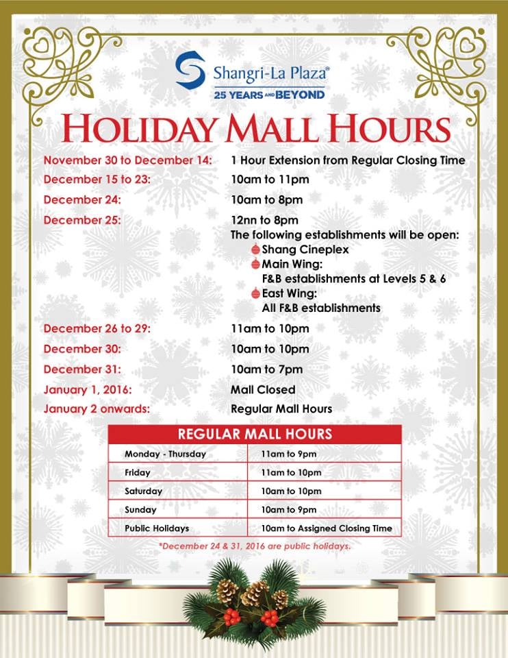 Lenox Mall Holiday Hours