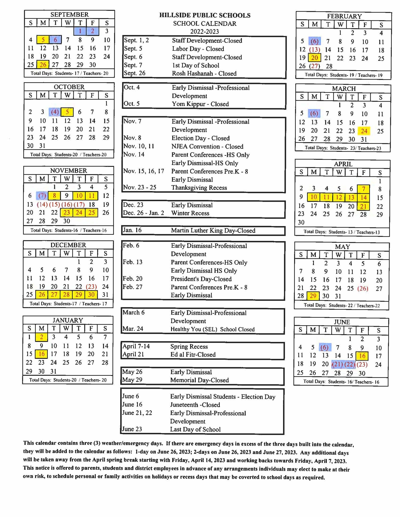 Little Ferry School Calendar 2024-2025 Key Dates