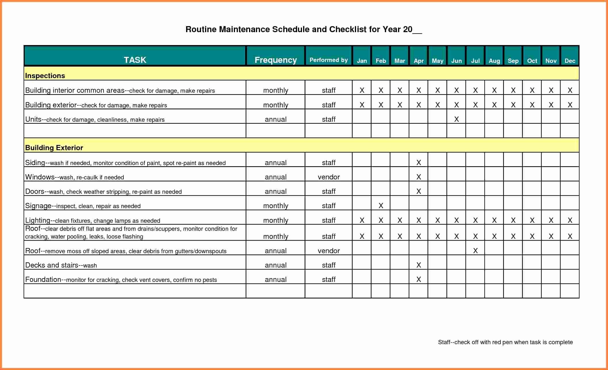 Implementing a Maintenance Schedule