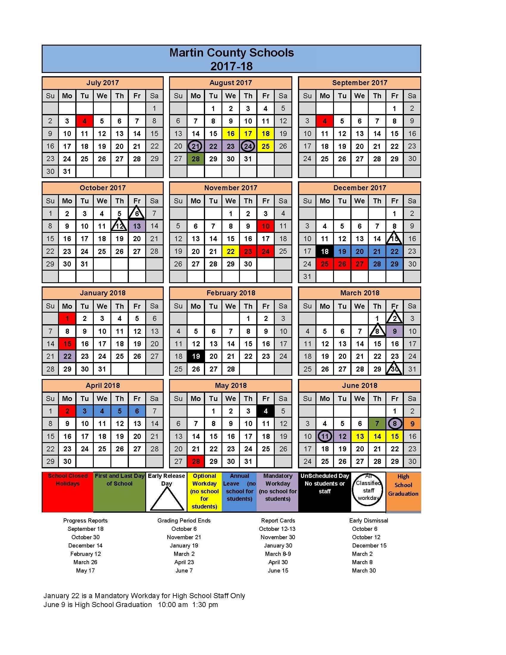 Marion County School Calendar