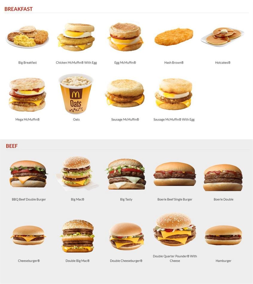 McDonald's Lunch Menu