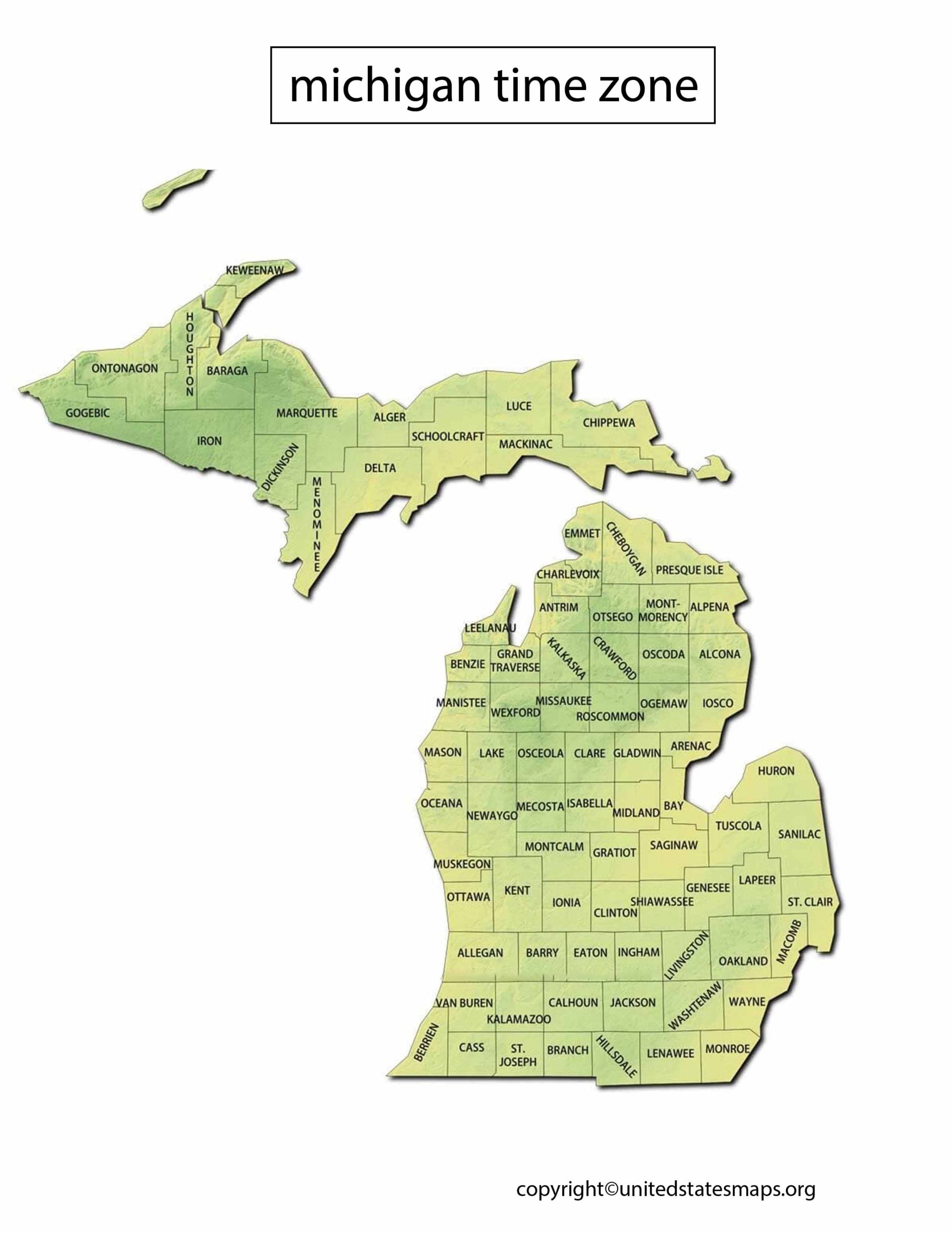 Michigan Time Zone Map