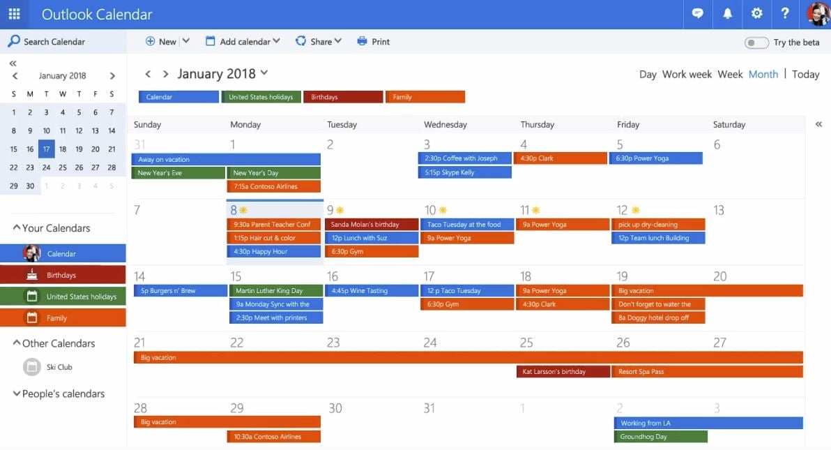 Microsoft Outlook Calendar