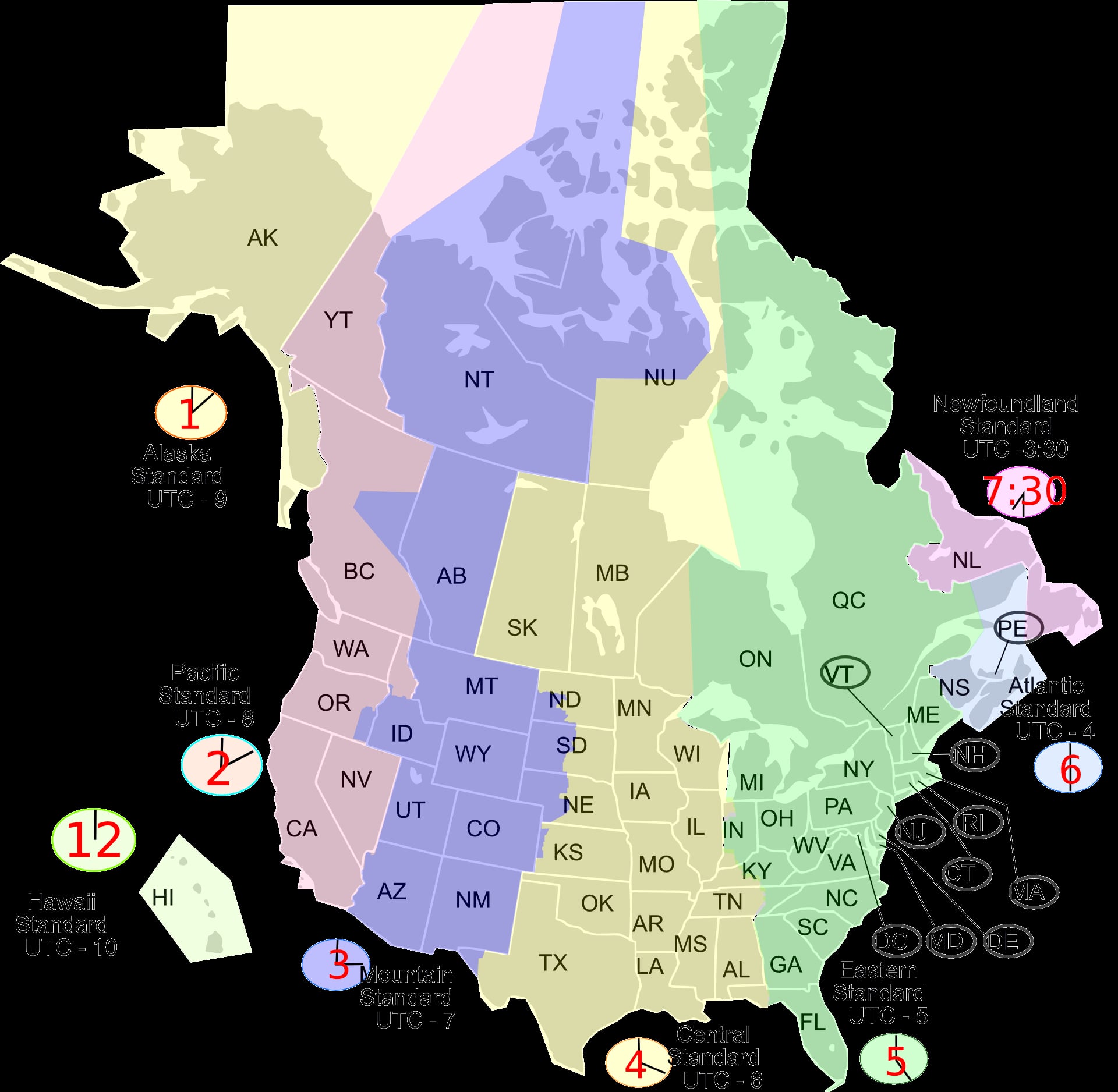 North America Time Zones