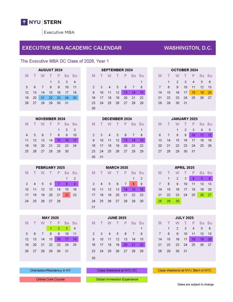 NYU Schools Academic Calendars