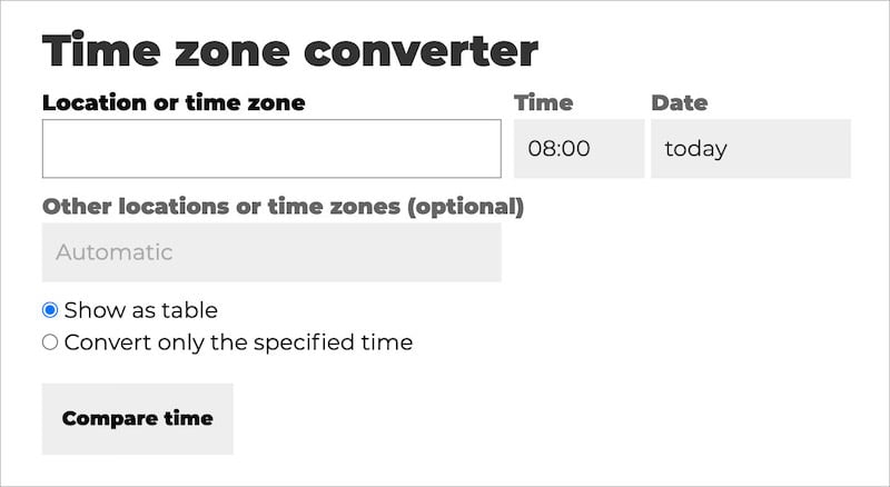 Online Time Zone Converters