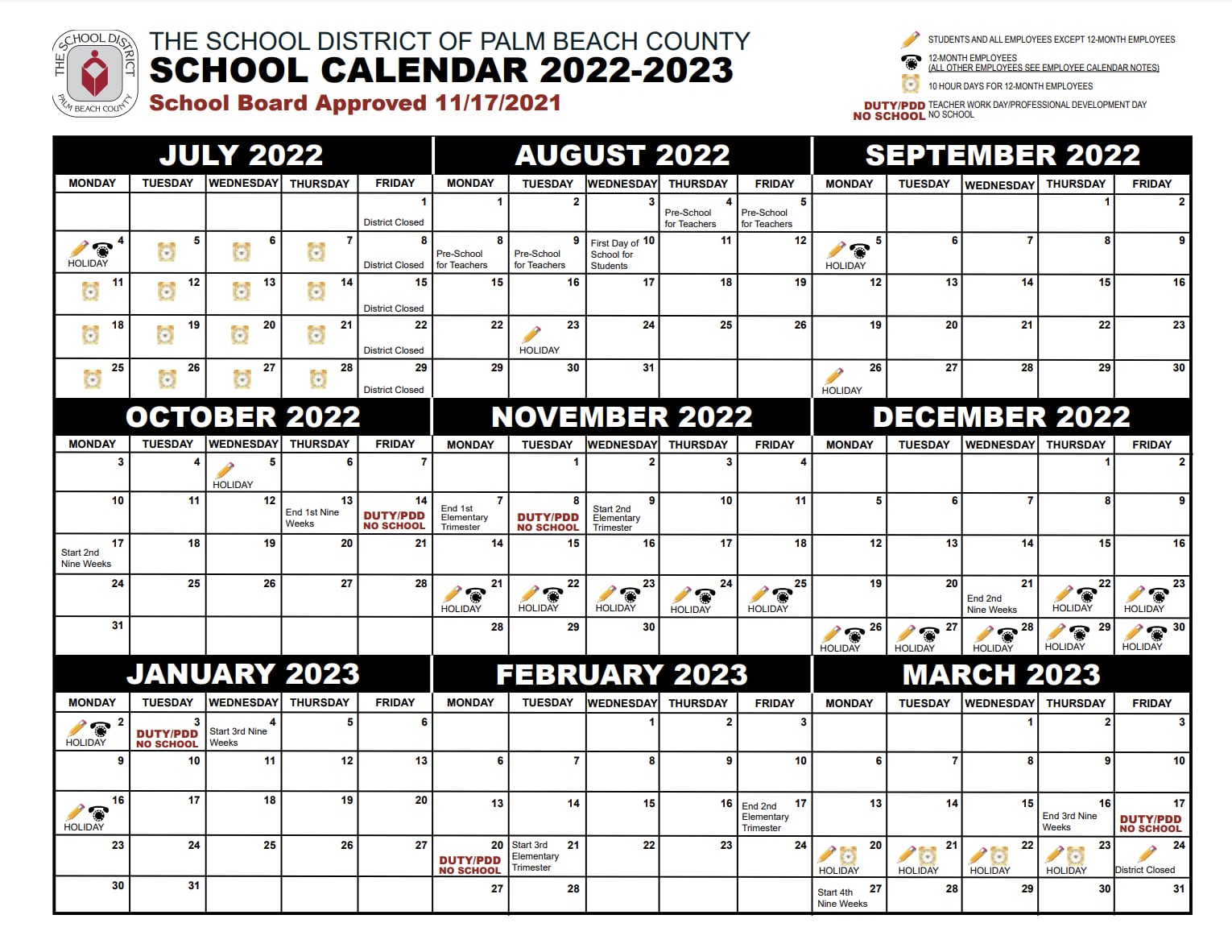 Palm Beach County 2024-2025 School Calendar Released