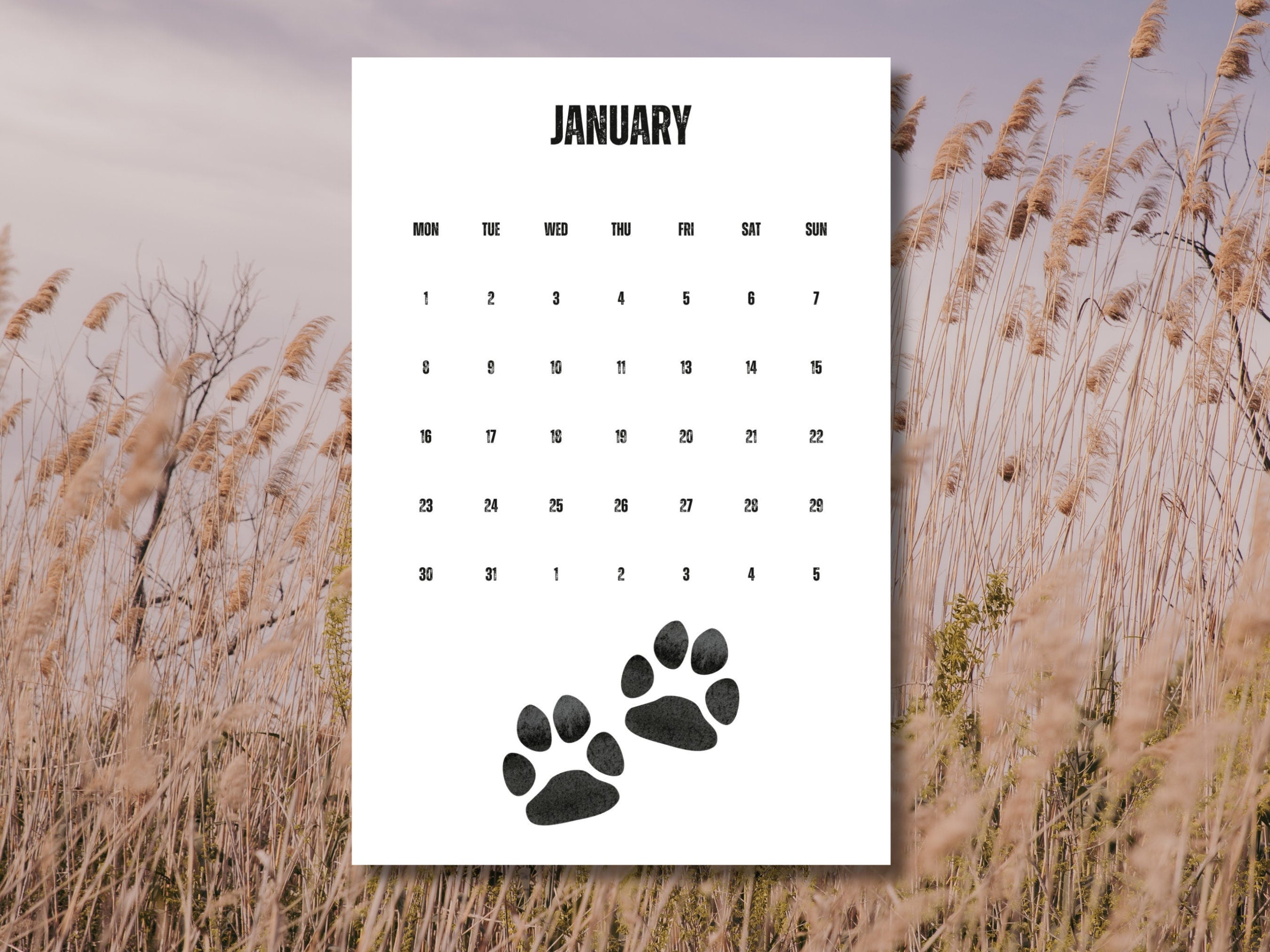 Paw Print Calendar Features