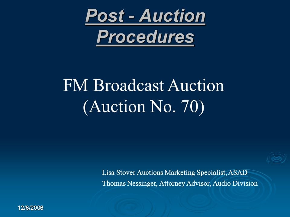 Post-Auction Procedures