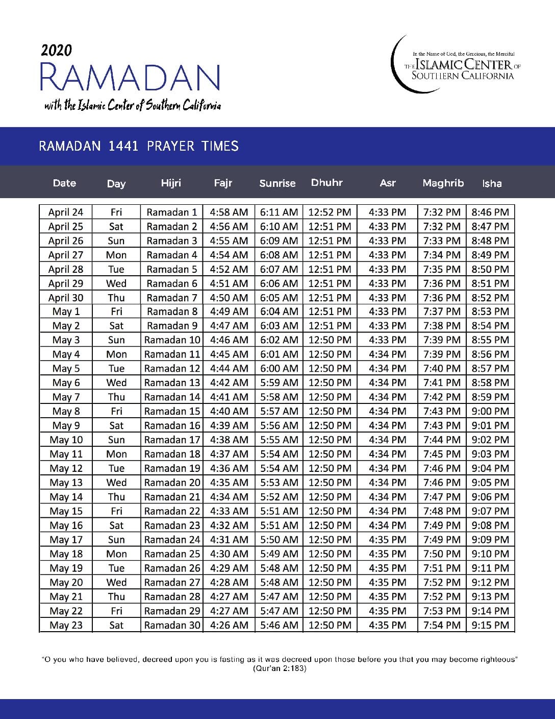 Prayer Schedules in Detroit