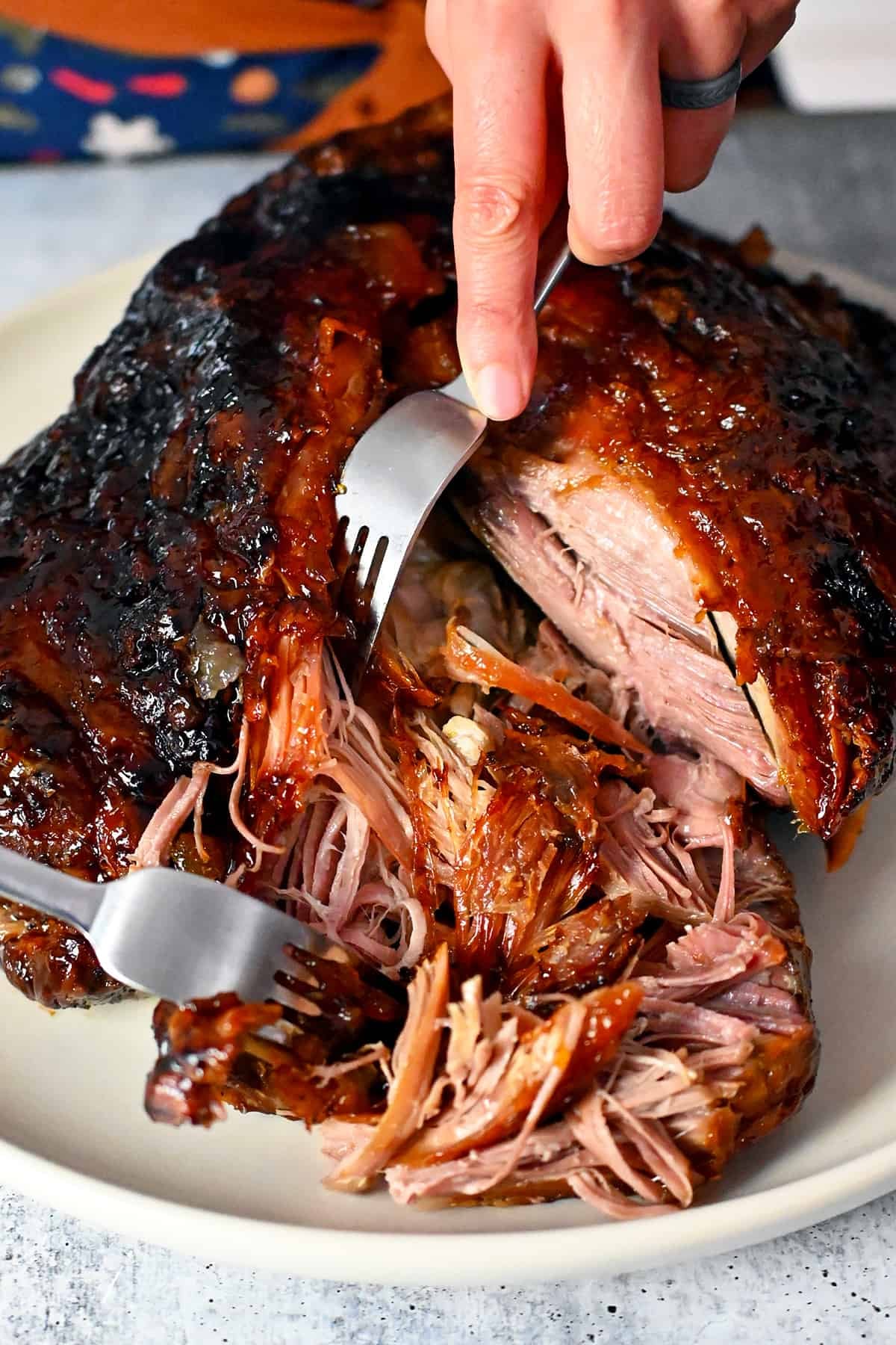 Preparing the pork butt for smoking