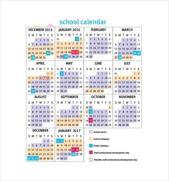 Printable School Calendar Options