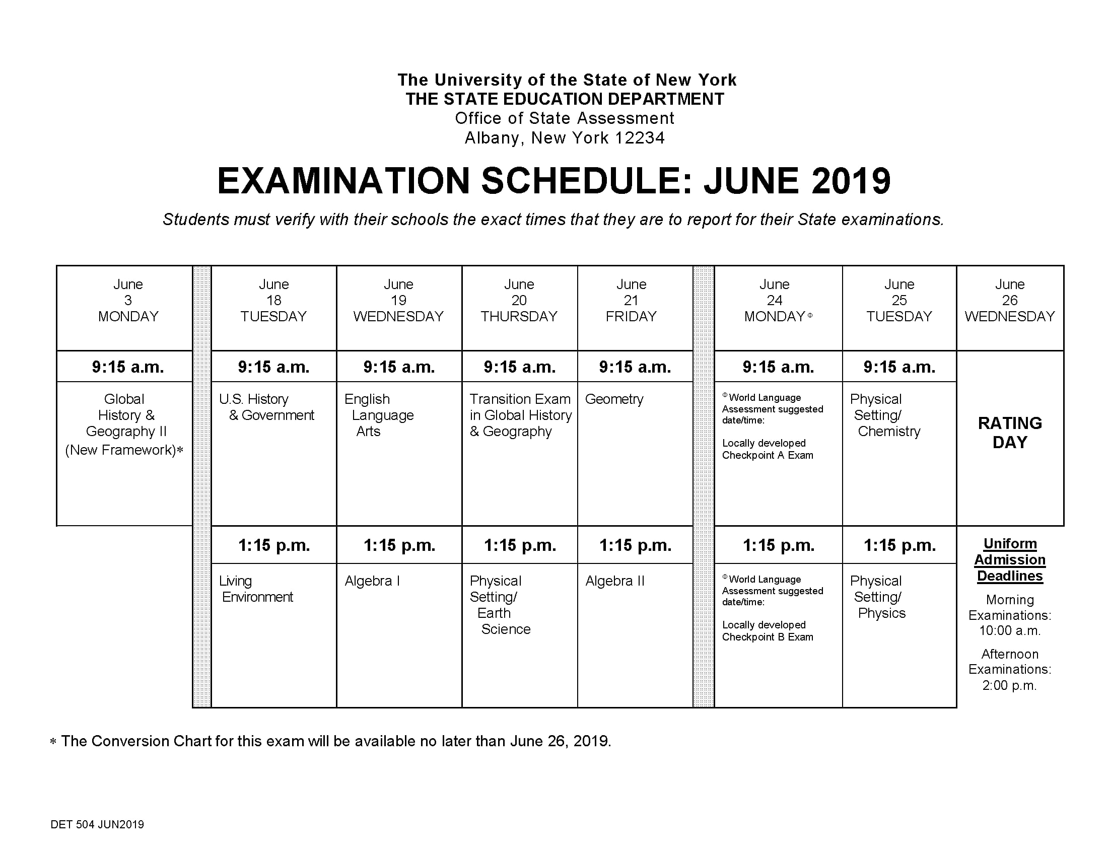 Regents Exams 2024-2025