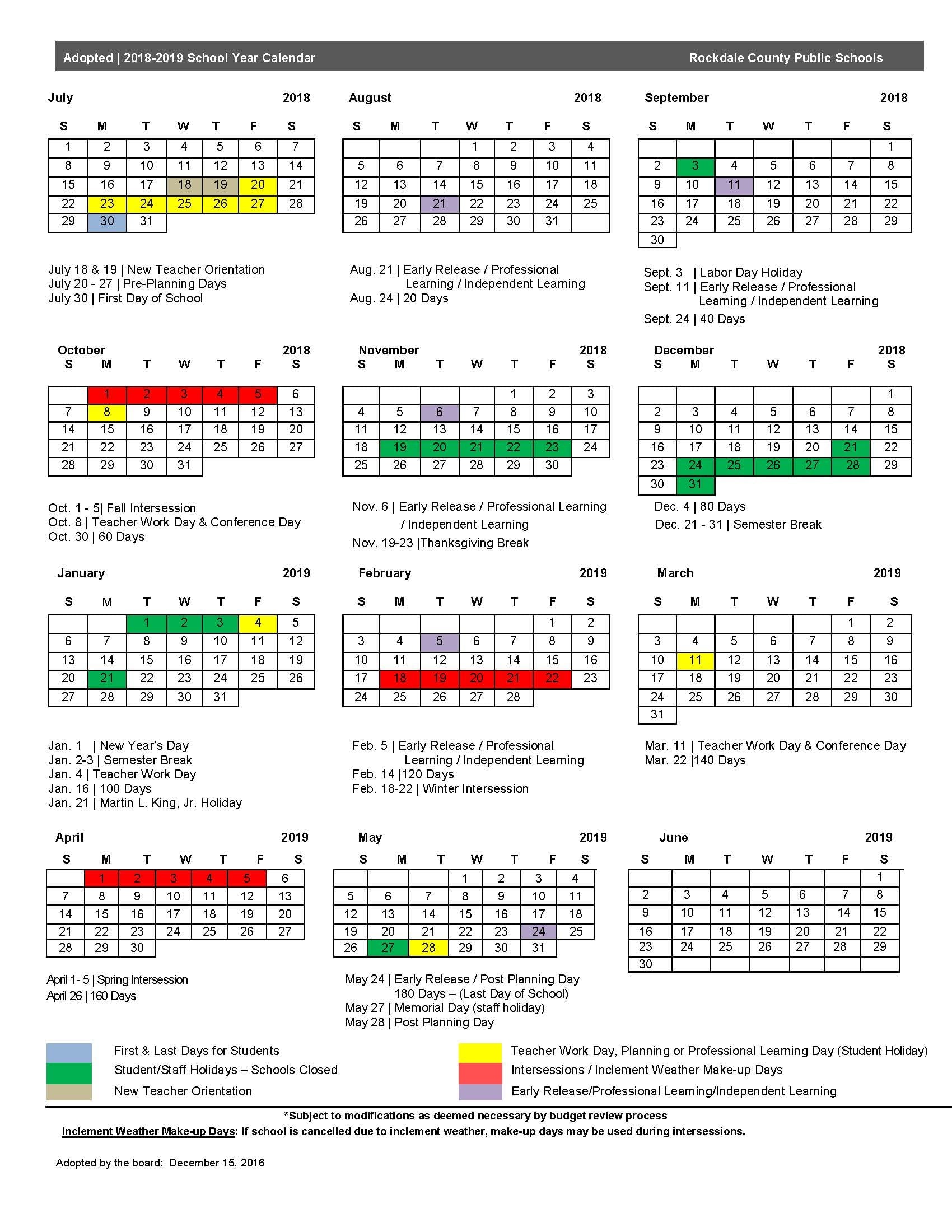 Rockford Public Schools Calendar