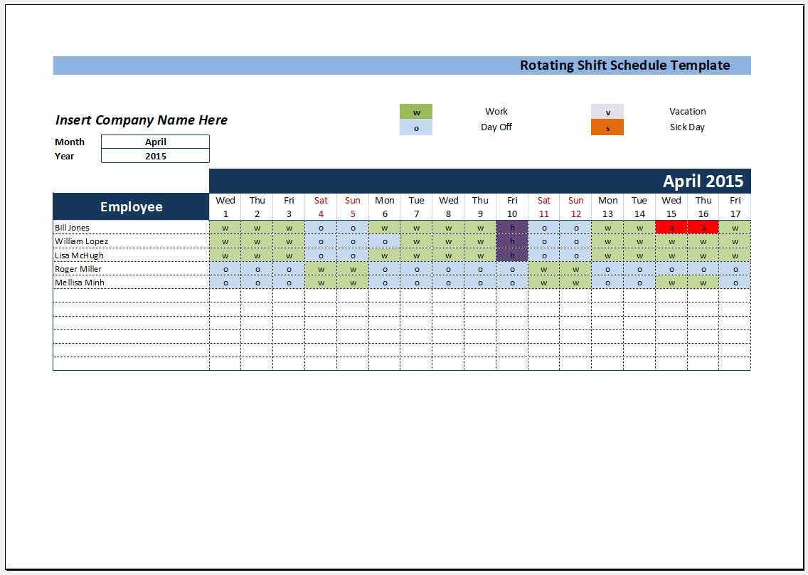 Choose a Shift Work Calendar Template