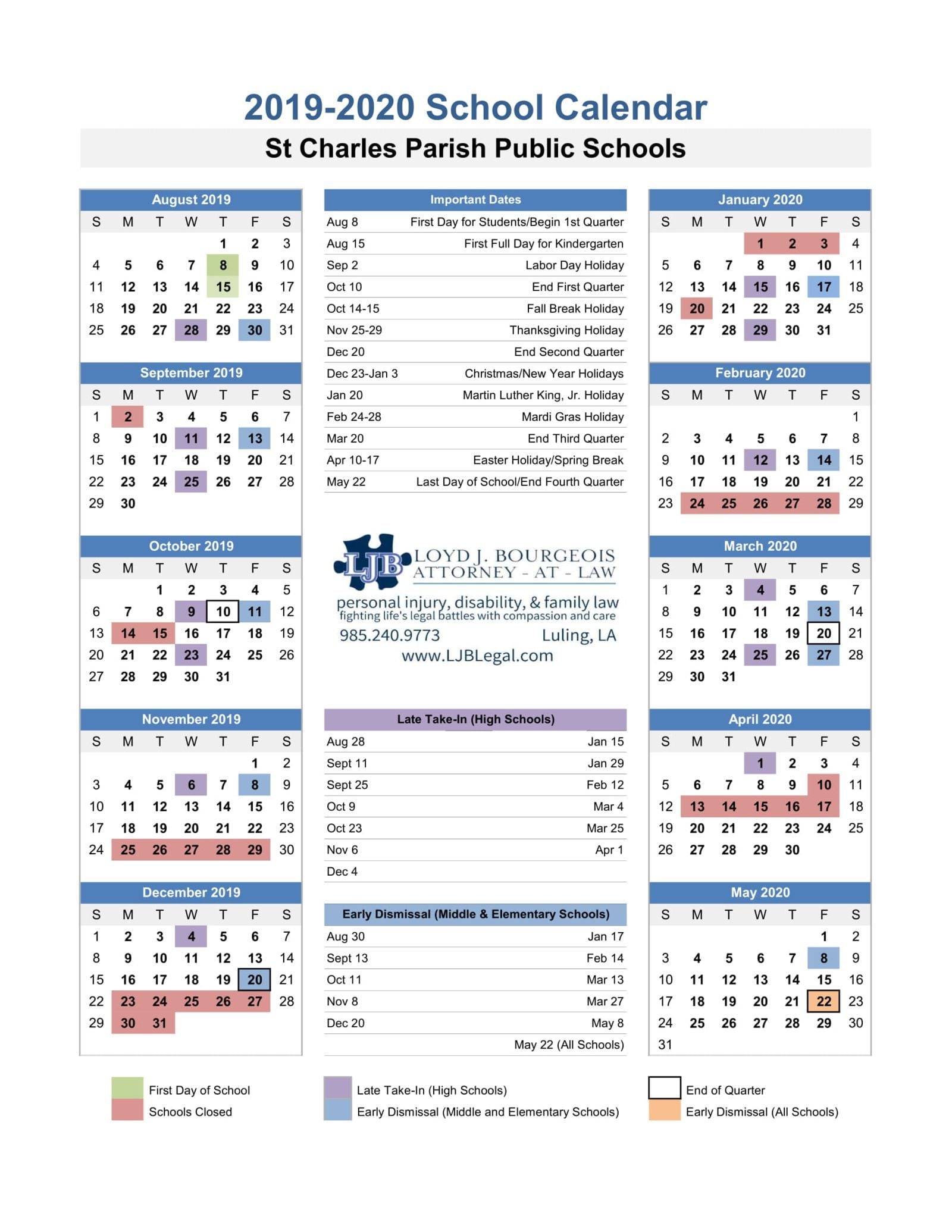 St Charles Parish School Calendar 2024-2025: Key Dates