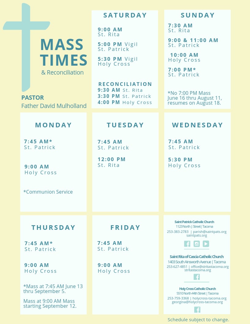 St. Patrick's Cathedral Mass Schedule