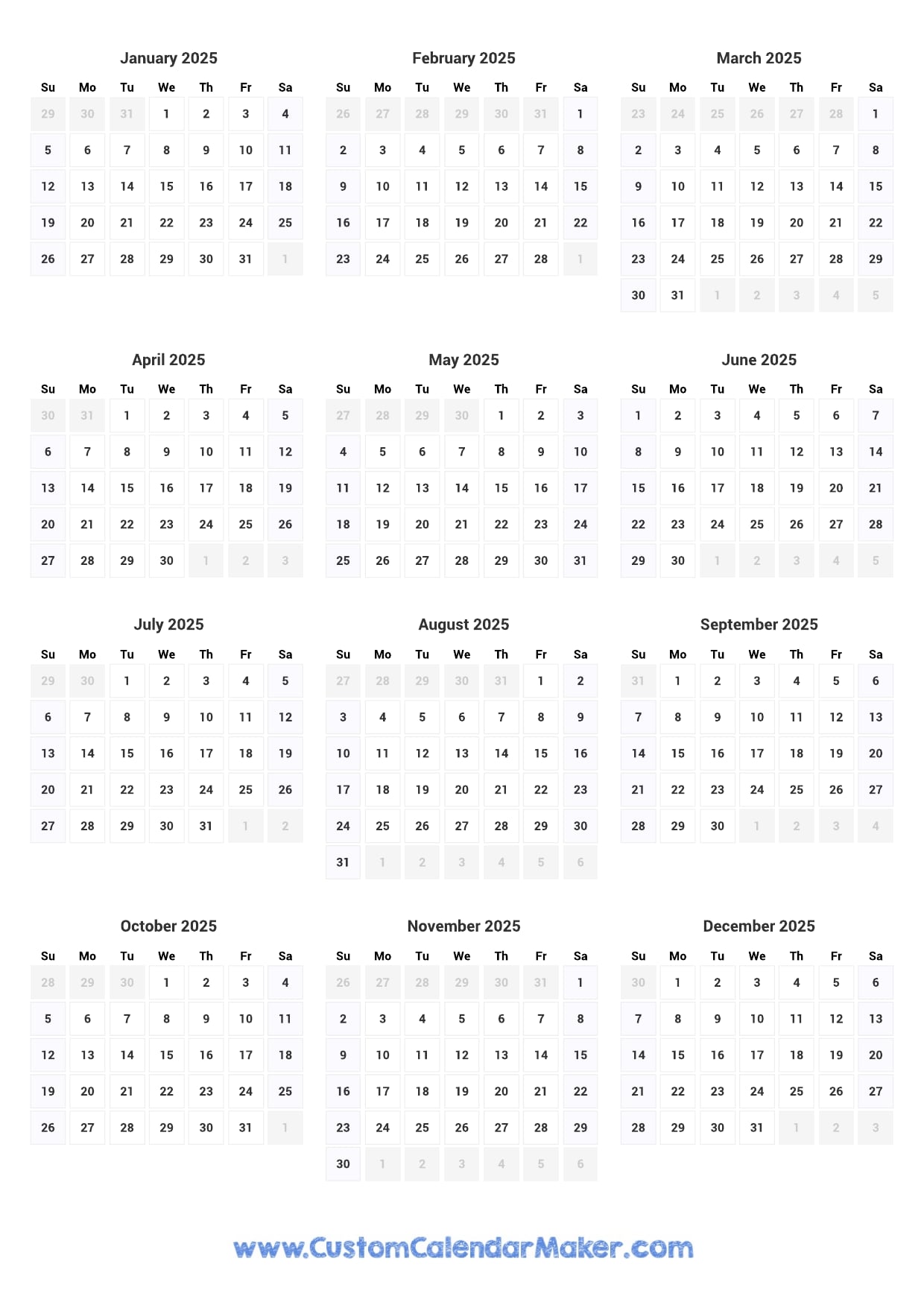 The 2025 Staleness Calendar