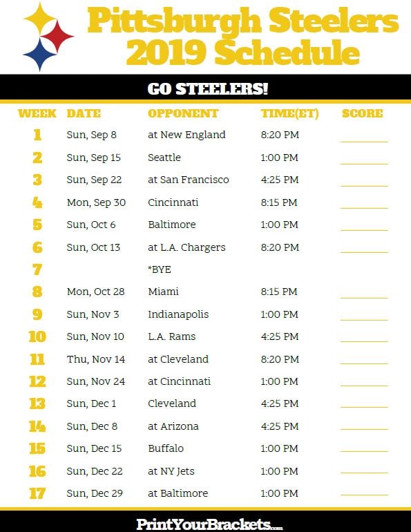 Steelers Game Today: Kickoff Time And Schedule