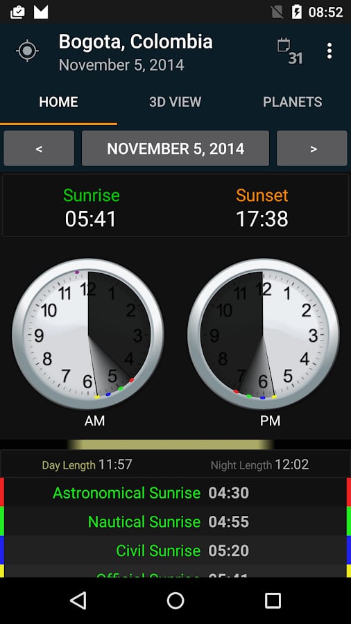 Sunrise Sunset app provides sunrise and sunset times