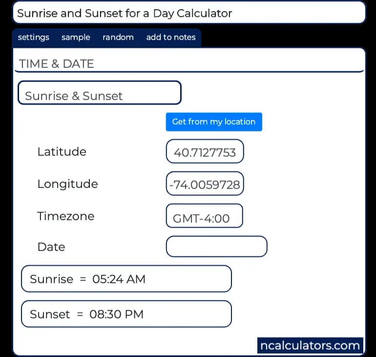 Sunrise Time Calculator