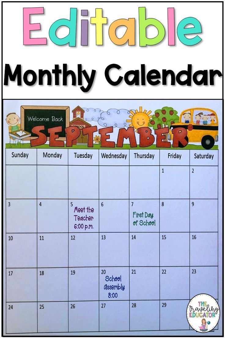 Teacher's Blank Calendar Template