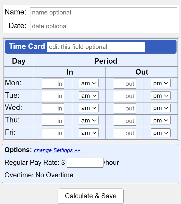 Time Card Calculator