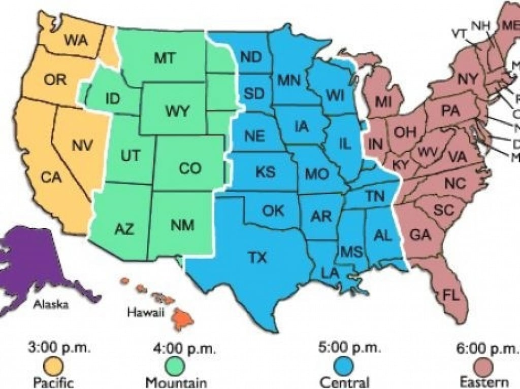 Time Zone Map USA