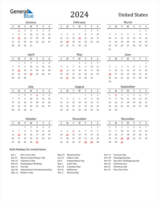 USA 2025 Calendar