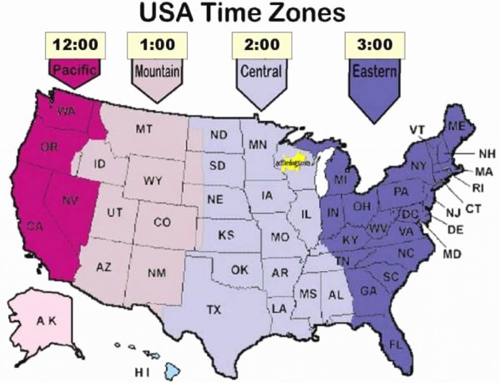 US State Time Zone Map