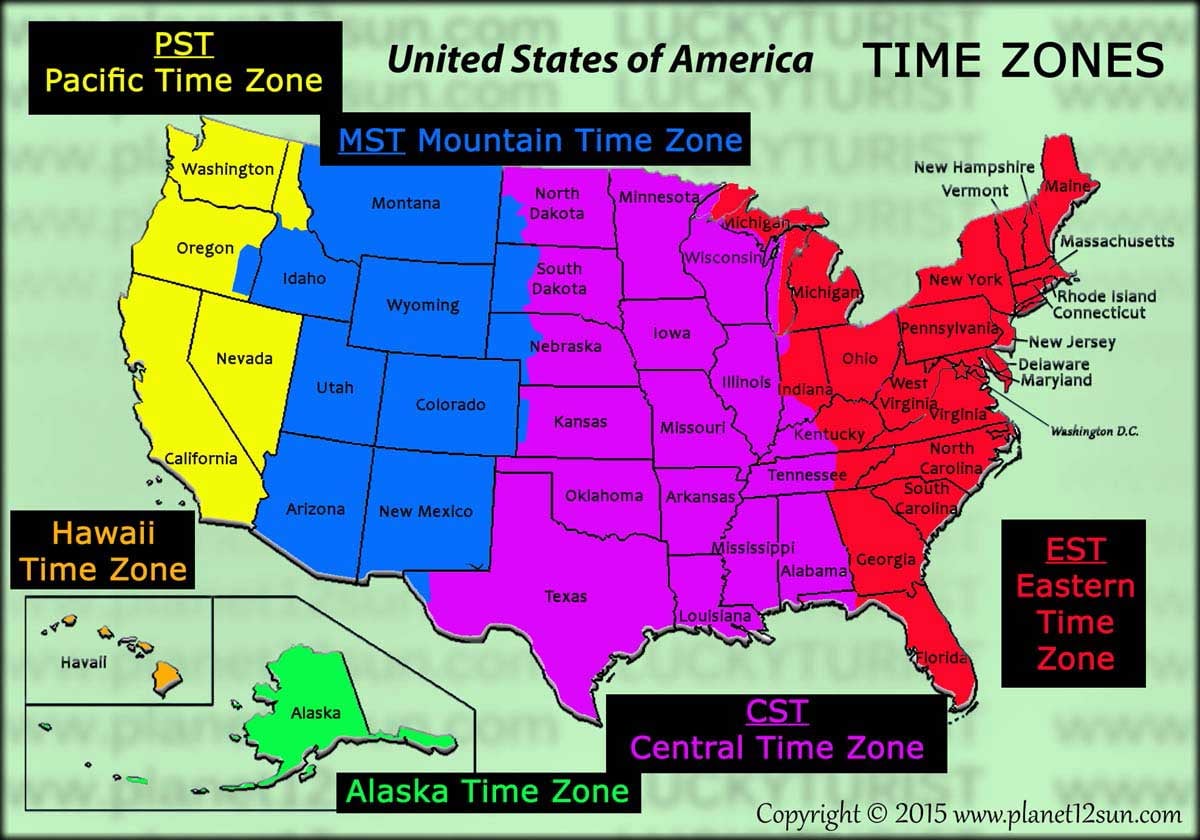 USA Time Zone Map