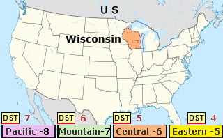 Wisconsin Time Zone Boundaries