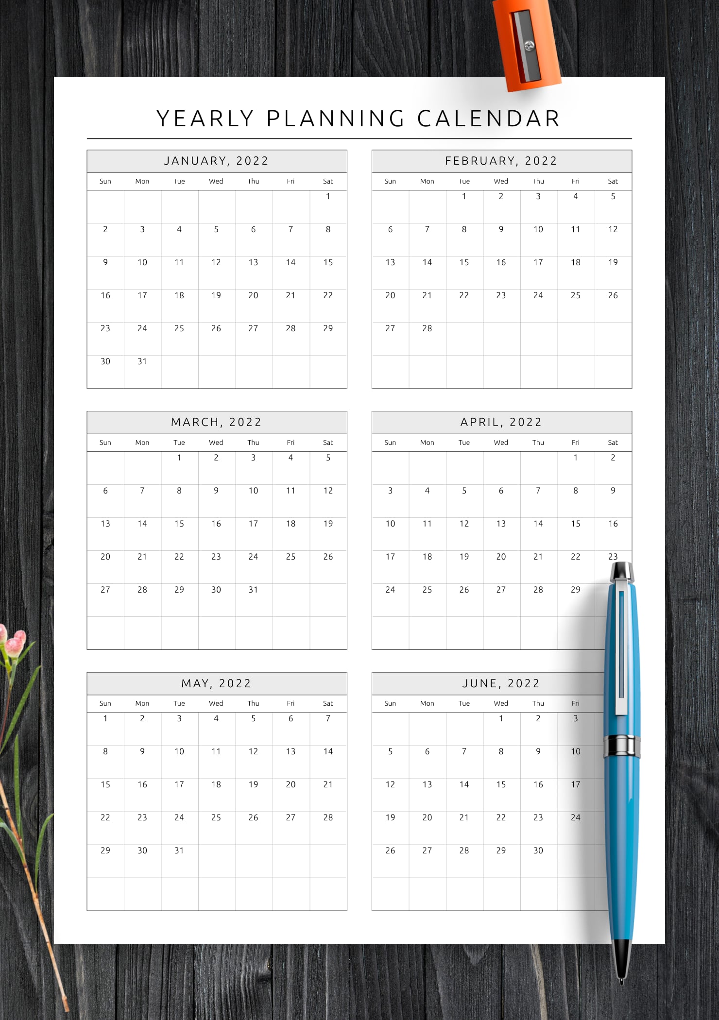 2025 Yearly Printable Calendar Template